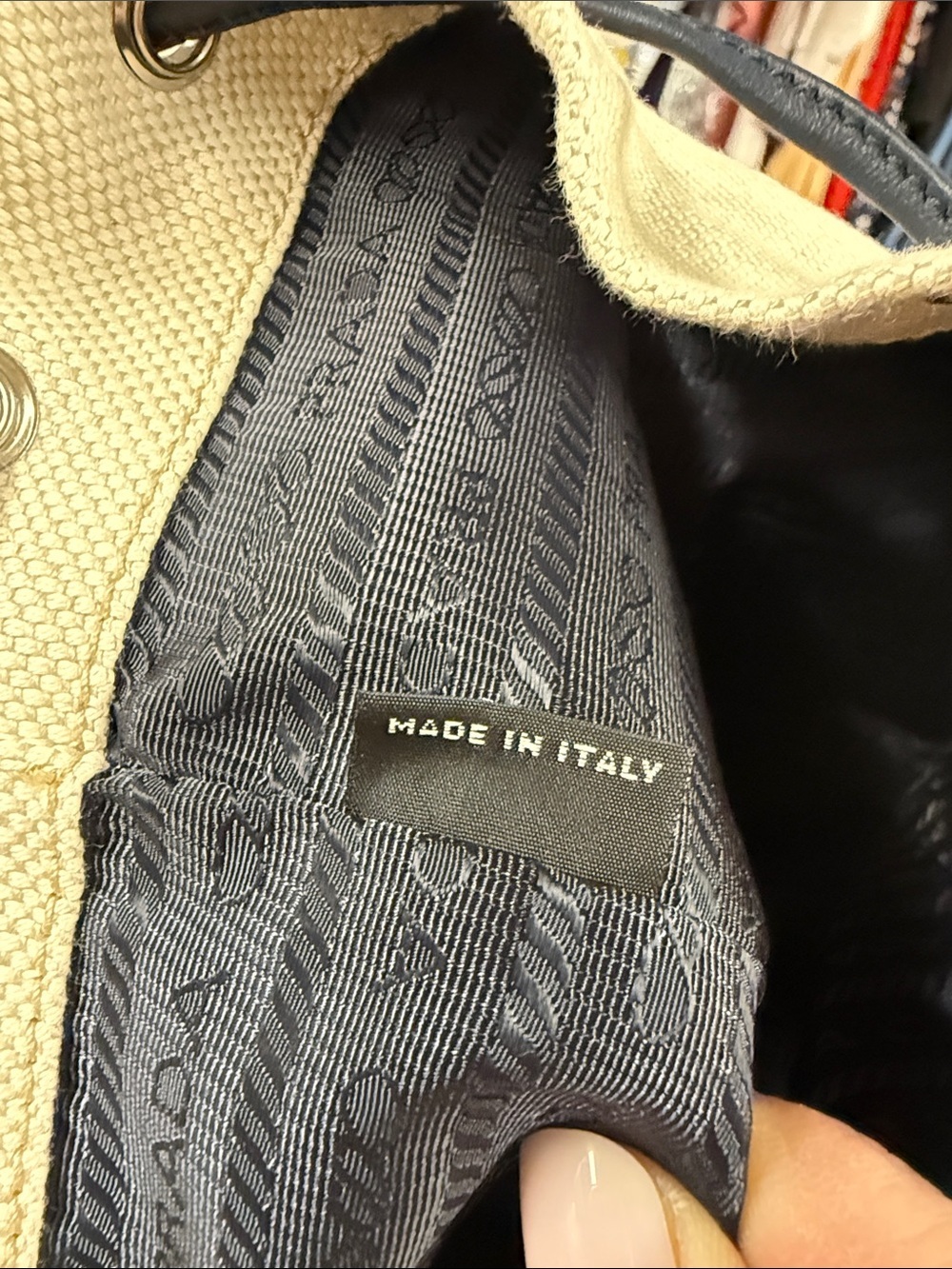 PRADA NEW Canvas Bucket Bag Drawstring Closure - Picture 4 of 13